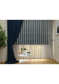 Resim Evdepo Home Keten Lacivert Fon Perde Tek Kanat Lacivert 