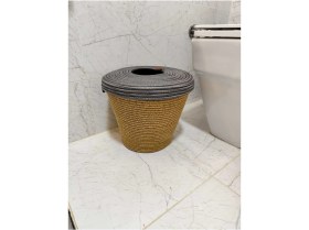 Resim Doğal Jüt ve Hasır Çöp Kovası, Mutfak ve Banyo Için Şık Tasarım 