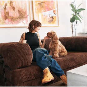 Resim Huga Mobilya Petite Kanepe Oyun, Tv, Sinema Koltuğu- Yatak Olabilen Fitilli Kadife Yıkanır Silinir 80x160 h:36 