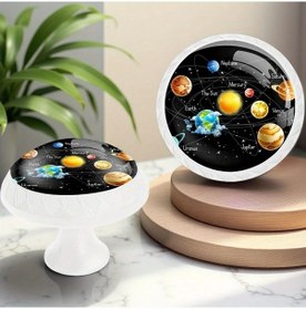 Resim Willowhaven Beyaz 6 Adet Güneş Sistemi Gezegenli Dolap Kolu - Mutfak Banyo Çekmece Tokmağı Beyaz 