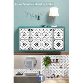 Resim Technojet Kendinden Yapışkanlı Karo Pvc Mutfak Banyo Tezgah Kaplama Sticker 6 Adet 20 cm × 20 cm 