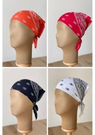 Resim Pamuklu Klasik Desen Unisex 4lü Bandana Seti Renkli Bandana Etnik Desenli A Kalite Bandana Koyu Yeşil 