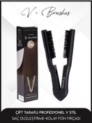 Resim V Brushes Çift Taraflı Profesyönel V Stil, Saç Düzleştirme-Kolay Fön Fırçası SİYAH 