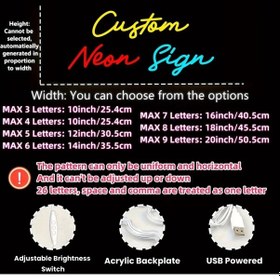 Resim Honeybeeshop Neon Fıne Nf Özel Neon Işık Kişiselleştirilmiş Led Aydınlatma Usb Ev Ofis Düğün Kırmızı 50.8 Cm 9 Harf 
