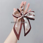 Resim Silver1 Gıoıo Yeni Ipek Eşarp Anahtarlık Kişiselleştirilmiş Inci Papyon Çanta Çekicilik Dokuma Anahtarlık (Yurt Dışından) 