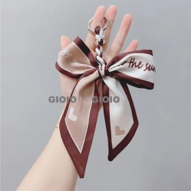 Resim Silver1 Gıoıo Yeni Ipek Eşarp Anahtarlık Kişiselleştirilmiş Inci Papyon Çanta Çekicilik Dokuma Anahtarlık (Yurt Dışından) 