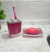Resim Sıa 2 Li Banyo Seti.Gri Pembe Model Poliresin Gri - Pembe 