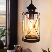 Resim Eglo Vintage Çelik E27 Duy Dikdörtgen Tekli Sarkıt Siyah 