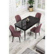 Resim Canisa Concept Canisa Rio Serisi 80 x 132 cm Mdf Açılabilir Siyah Mermer Desen Mutfak Masa Takımı + 4 Adet Sandalye 