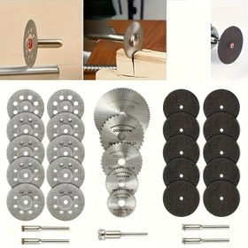 Resim Mermer, Seramik, Ahşap ve Daha Fazlası için 30 Parça Mini Döner Alet Seti - 10 Reçine Disk, 10 Elmas Çark, 5 Yüksek Hız Çeliği Bıçak ve Çok Yönlü Aksesuarlar Dahil 