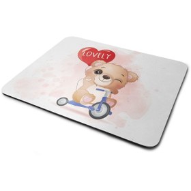 Resim WuW Bisiklet Süren Ayıcık Desenli Dikdörtgen Mouse Pad 