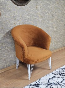 Resim ZAFİR Tekli TEDDY Beyaz Boyalı Telli Ayak Çay Seti Koltuk Tekli Berjer , Balkon, Salon, Ofis 