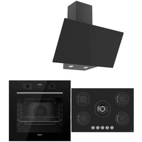 Resim Ferre Icon Plus 75 Serisi QBL63CS-RS035-D077 3lü Cam Ankastre Set 