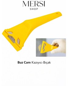 Resim Cam Ve Buz Kazıyıcı Bıçak Araç Camı Don Buz Temizleme Aparatı Açık Sarı 