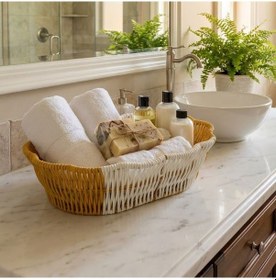 Resim Buffer Oval Çift Renkli Plastik Rattan Ekmek Ve Meyve Sepeti - Çok Amaçlı Banyo Ve Mutfak Düz Çok Renkli 
