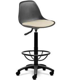 Resim Ofiscombin Ofis Kasiyer Hekim Eczane Sırtlı Bar Taburesi Sandalyesi Tabure Krem Deri 00047499824 