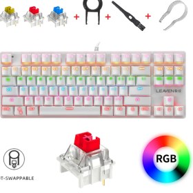 Resim Leaven K550 Kablolu Hot-Swap Rainbow RGB Blue Switch Mekanik Klavye 87 Tuş 
