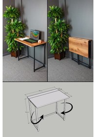 Resim Katlanır Çalışma Masası 50X80 Cm Bilgisayar Mutfak Katlanır Masa Ceviz 