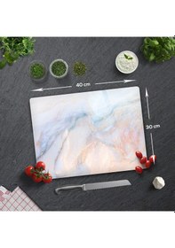Resim Cam Kesme Tahtası Supreme Mermer Görünümlü 30cm X 40cm 