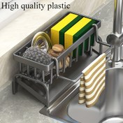 Resim Çok Fonksiyonlu Plastik Mutfak ve Banyo Lavabo Düzenleyici Seti - Bulaşık Bezi, Sünger, Fırçalar için Musluk Askılı Saklama Rafı - Dayanıklı, Kolay Temizlenen Ev Düzenleme ve Yerden Tasarruf Sağlayan Tutacak 