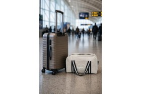 Resim Sanal Box Legan Bej Şerit Detaylı Orta Boy Seyahat Çantası - Fermuarlı Unisex Spor & Hafta Sonu Duffle Bag 8435 