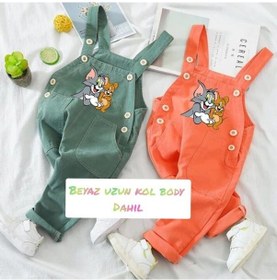 Resim MODAVALS TOM & JERRY NAKIŞLI UNISEX KARDEŞ KOMBİN BAHÇIVAN TULUM & SWEAT SET - YEŞİL 