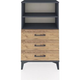 Resim Arges Komodin 2 Raflı 3 Çekmeceli 60X30X106 Antrasit-Çam 