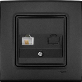Resim Viko Linnera Life Gece Siyahı Tekli Nümeris Cat-3 Telefon Prizi Çerçevesiz - 90444013 