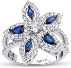 Resim 1.45 Karat Fantezi Safir Pırlanta Yüzük - HRD Sertifikalı 