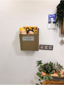 Resim RWL Galvanizli Metal Dergilik & Ekmeklik–Dekoratif Duvar Organizeri | Haki Renk | 37x27x16 cm 