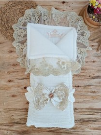 Resim Kışlık Bebek Kundağı Unisex Bebek Dış Kundak Battaniyesi Hastane Çıkışı Kundak Battaniye Knd45319 Ekru 