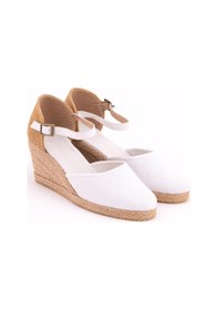 Resim Star Tombis Gerçek Elişi Hasır Dolgu Topuk Keten Hasır Espadril Handmade Beyaz 