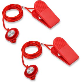 Resim 2 adet Manyetik Güvenlik Anahtarı, Tekerlekli Bisikletler için - Lanyard ile Değiştirme Acil Durum Durdurma Manyetlerini, Kırmızı, Koşma Makineleri, Egzersiz Ekipman Aksesuarları 