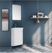 Resim Orka Zag 45 Cm Mdf Beyaz Köşe Mini Banyo Dolabı Takımı Beyaz 