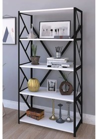 Resim Mobigoom Dekoratif 5 Rafli Kitaplik Beyaz Beyaz 