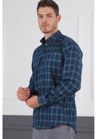 Resim G717 Derberry Erkek Gömlek-lacivert-yeşil Lacivert-yeşil 