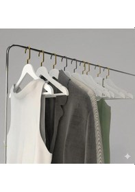 Resim Faravis Atelier Ahşap Askı Kıyafet Elbise Ve Gömlek Askısı 24 Adet Premium (ÖZEL AMERİKAN KANCALI) GOLD -Beyaz 