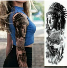 Resim Sones Büyük Kol Manşonu Su Geçirmez Geçici Dövme Çıkartması Tqb-076 