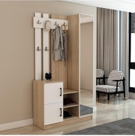 Resim Afillibebek Afilli Nova Kapaklı Aynalı Portmanto Vestiyer Tamamı Mdflam 