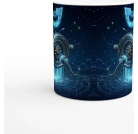 Resim Kova Burcu Baskılı Kahve Kupası - Zamanın Çarkları Astroloji Mekanizması Vs4 