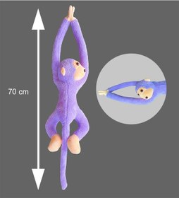 Resim Peluş Maymun. Elleri Yapışabilen Uyku Ve Oyun Arkadaşı -70 Cm Mor 