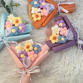 Resim 5 adet/takım Şık Mini Örme Buket Kalp Desenli Kağıt ile - Yıldönümü Doğum Günü için Mükemmel | Renkli Ev Dekorasyon Aksesuarları, Buket Aksesuarları, Kumaş 