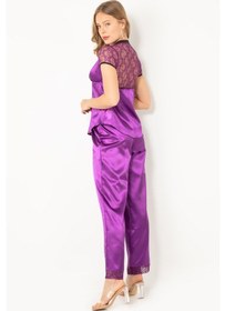 Resim Miorre Kadın Dantel Detaylı Kısa Kollu Saten Pijama Takımı 
