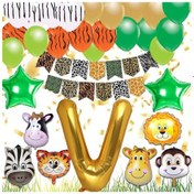 Resim Safari Konsepti V Harfli Doğum Günü Parti Kutlama Seti; Harf Ve Y 