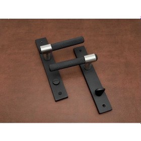 Resim Punch Mat Siyah İnox Lüx Zamak Aynalı Wc Banyo Kapı Kolu Sağ Basar 1 Takım 