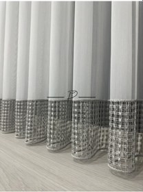 Resim Tül Perde Etek Aplike Eritme Bertu Desen Gri İşleme Ekru 