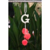 Resim Minik Ponponlu Harfli Dikiz Süsü Kırmızı 