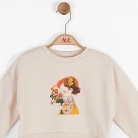 Resim Nk Kids Kız Bebek Pamuklu İki İplik Bahar Sweatshirt-14717 Krem 