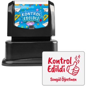 Resim Kişiye Özel Kontrol Edildi Öğretmen Kaşesi - İsimli Kaşe 