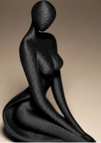 Resim Modern Soyut Kadın Heykeli - 15 Cm - 3d Baskı Siyah Dekoratif Biblo 